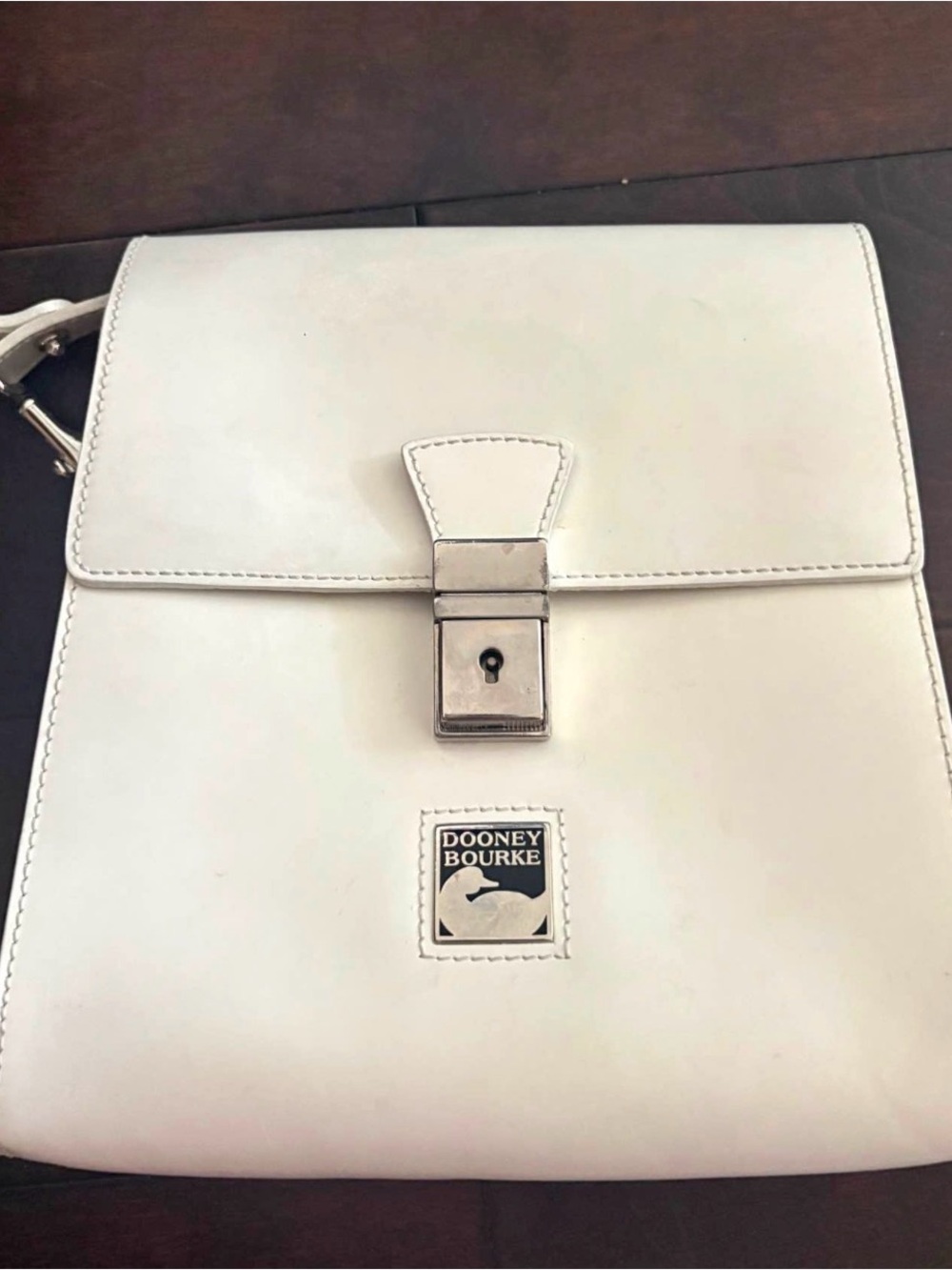 Dooney & Bourke White Leather Shoulder Bag with Silver Hardware